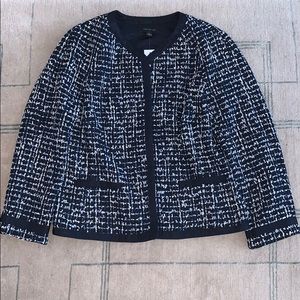NWT Ann Taylor Navy Tipped Tweed Jacket Sz S